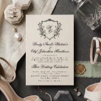 Vintage Flora Wreath Cream & Back Monogram Wedding
