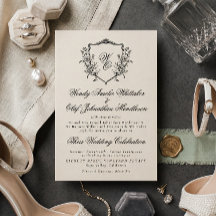 Vintage Flora Wreath Cream & Back Monogram Wedding
