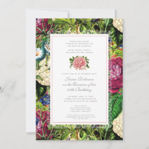 Vintage Floral 40th Birthday Party Invitation
