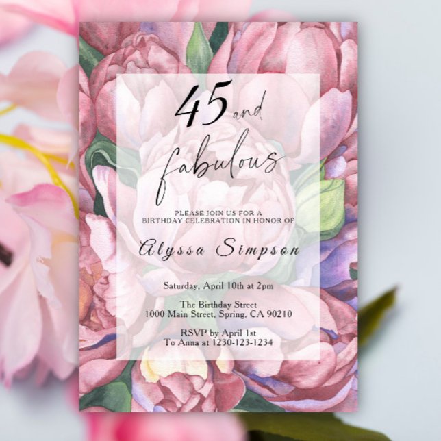 Vintage Floral 45th Birthday Party Invitation (Creator Uploaded)