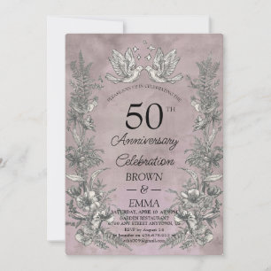 Vintage Floral 50th Wedding Anniversary Invitation