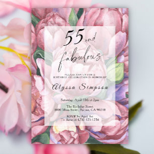 Vintage Floral 55th Birthday Party Invitation