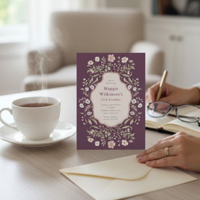 Vintage Floral 60th Birthday Celebration  Invitation (Creator Uploaded)