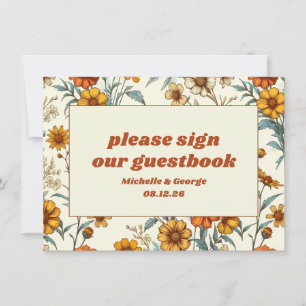 Vintage Floral 70s Timeless Wedding Guestbook Sign