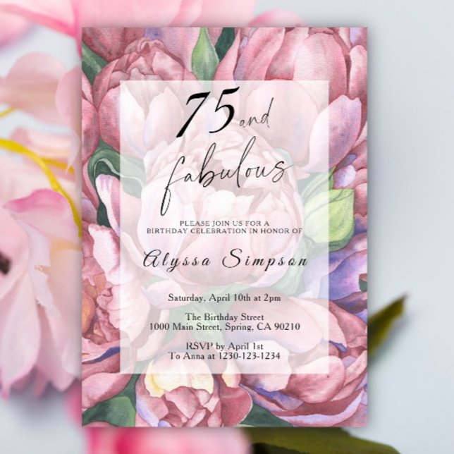 Vintage Floral 75th Birthday Party Invitation (Creator Uploaded)