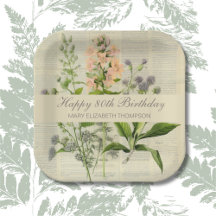Vintage Floral 80th Birthday