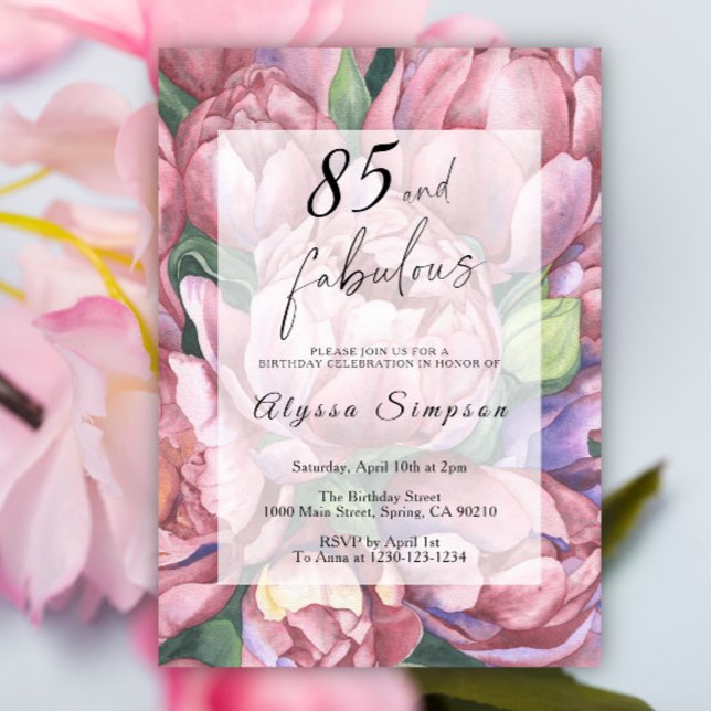 Vintage Floral 85th Birthday Party Invitation (Creator Uploaded)