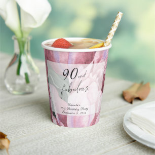 Vintage Floral 90th Birthday Party Paper Cups