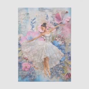 Vintage Floral Abstract Ballet Dancer Decoupage Tissue Paper