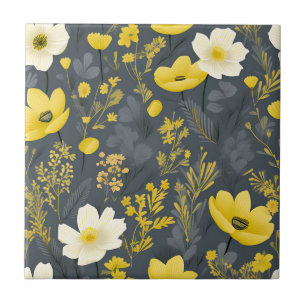 Vintage Floral Aged Wood Effect Tile