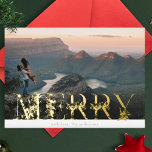 Vintage Floral Alphabet MERRY Christmas Photo Gold<br><div class="desc">This is a beautiful FOIL alphabet letters as a holiday photo card with a Vintage aesthetic and snowlike touches. MERRY letters is embellished with holiday botanical flower elements and placed to create a unique frame for your photo.

*REAL FOIL</div>