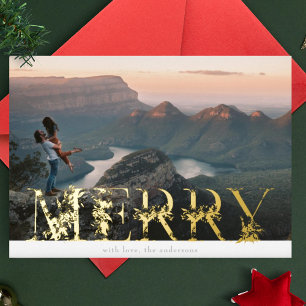 Vintage Floral Alphabet MERRY Christmas Photo Gold