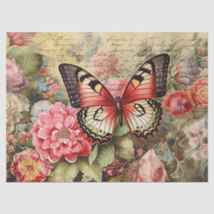 Vintage floral and butterfly decoupage tissue paper
