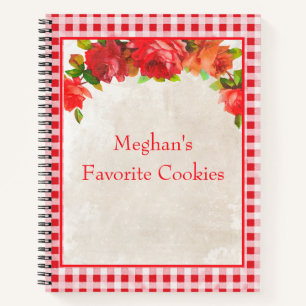 Vintage Floral and Gingham Check Recipe Organiser Notebook