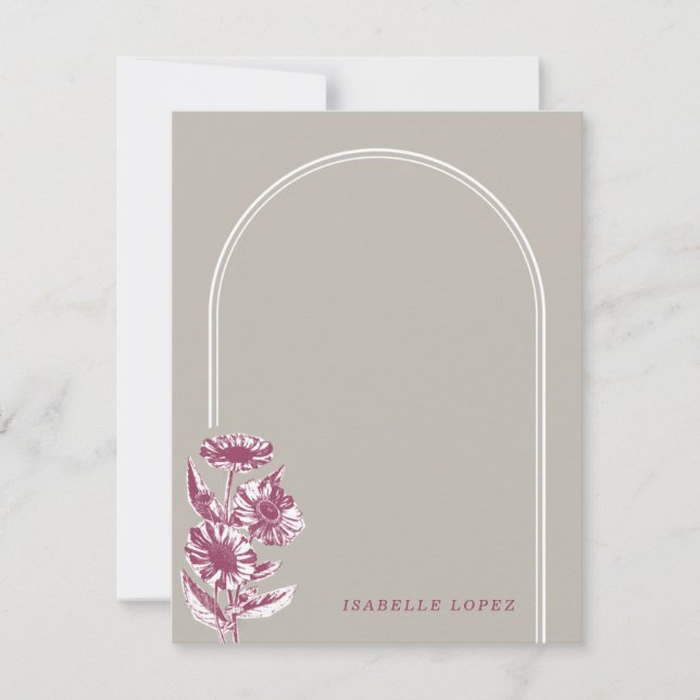 Vintage Floral Arch Custom Stationery - Grey (Front)