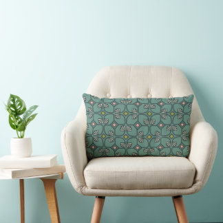 Vintage floral art deco pattern. 1920s style. lumbar cushion