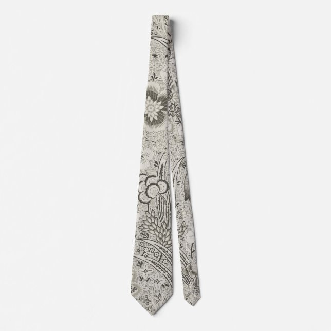 Vintage Floral Art Grey Tie (Front)