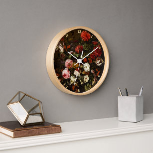 Vintage Floral Art Living Room Office Decor Wood Clock