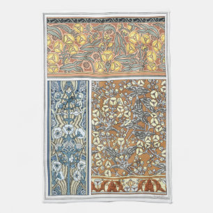 Vintage Floral Art Nouveau, Arrowhead Flowers Tea Towel