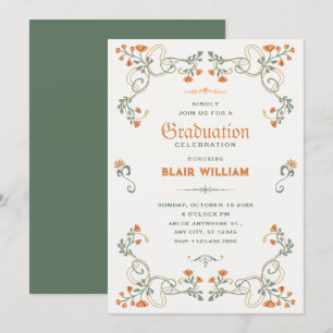 Vintage floral art nouveau graduation invitation