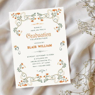 Vintage floral art nouveau graduation invitation