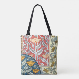 Vintage Floral Art Nouveau Poppy Flowers Tote Bag
