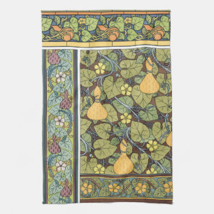 Vintage Floral Art Nouveau Vegetables, Gourds Tea Towel