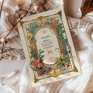 Vintage Floral Art Nouveau Wedding Acrylic Invitations