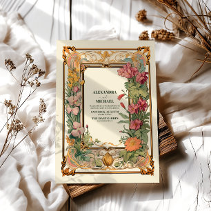 Vintage Floral Art Nouveau Wedding Acrylic Invitations