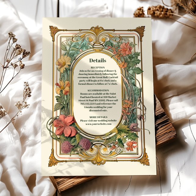Vintage Floral Art Nouveau Wedding Enclosure Card (Creator Uploaded)