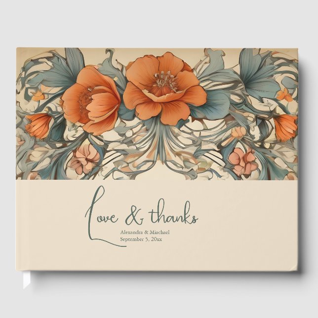 Vintage Floral Art Nouveau Wedding Guest Book (Front)