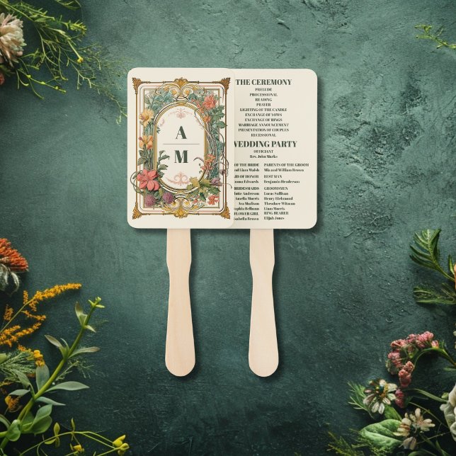 Vintage Floral Art Nouveau Wedding Hand Fan (Creator Uploaded)