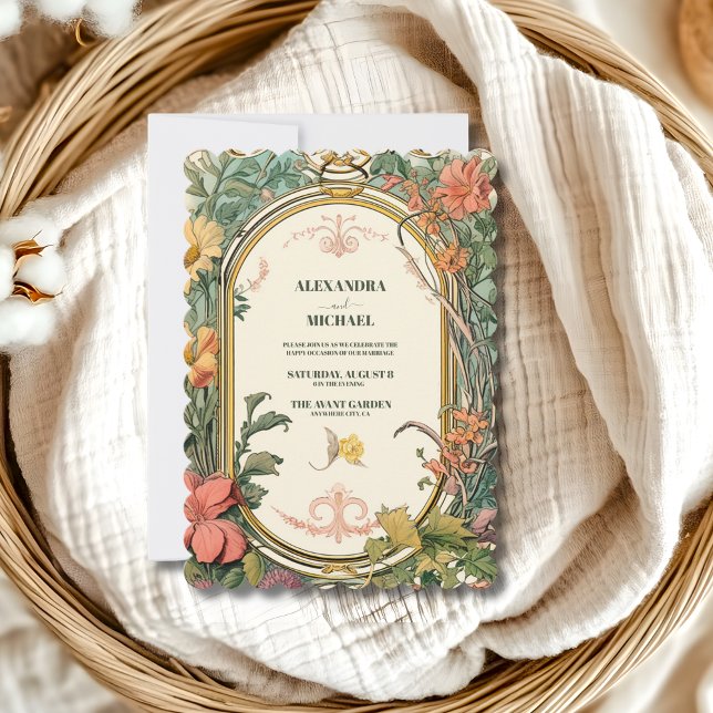Vintage Floral Art Nouveau Wedding Invitation (Creator Uploaded)