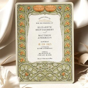 Vintage Floral Art Nouveau Wedding Invitation