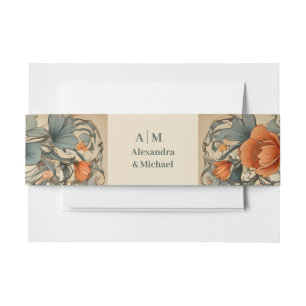 Vintage Floral Art Nouveau Wedding Invitation Belly Band