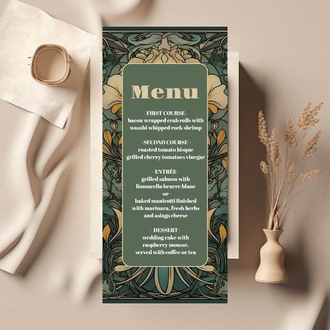 Vintage Floral Art Nouveau Wedding Menu (Creator Uploaded)