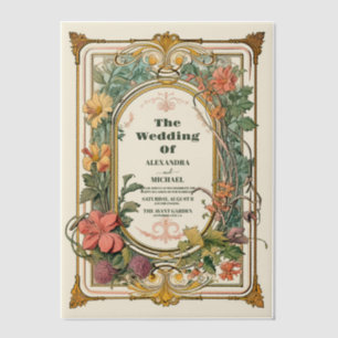 Vintage Floral Art Nouveau Wedding Vellum Invitations