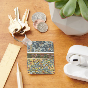 Vintage Floral Art Nouveau Wild Geranium Flowers Key Ring