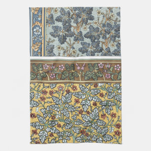 Vintage Floral Art Nouveau Wild Geranium Flowers Tea Towel