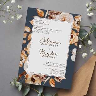 Vintage Floral Autumn Flowers Wedding Invitation