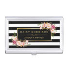 Vintage Floral B&W Stripes Beauty Salon Gold Frame