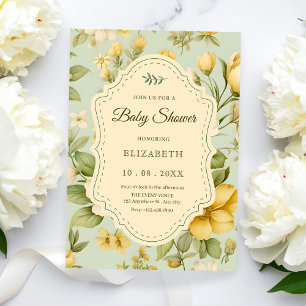 Vintage floral baby shower invitation
