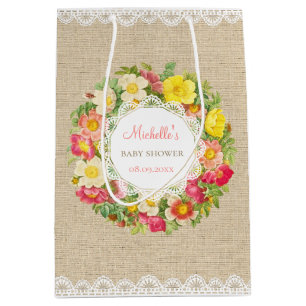 Vintage Floral Baby Shower Or Birthday Gift Bag