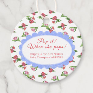 Vintage floral Baby shower Pop it! When she pops! Favour Tags