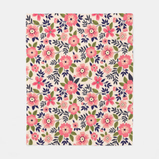 Vintage floral background, ditsy pink flowers. fleece blanket