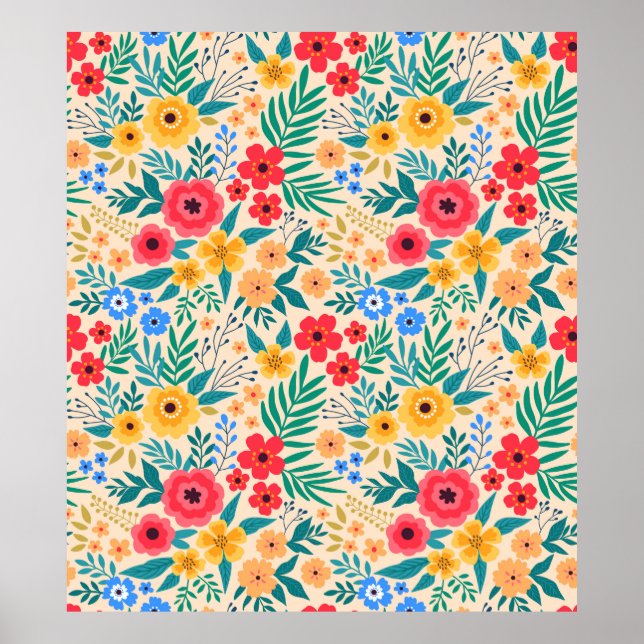 Vintage floral background. Seamless vintage patter Poster (Front)