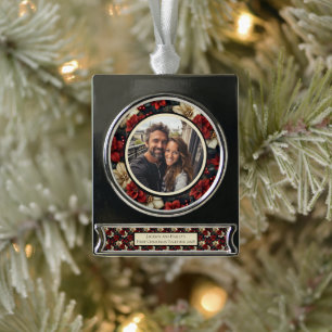 Vintage Floral Banner Christmas Ornament