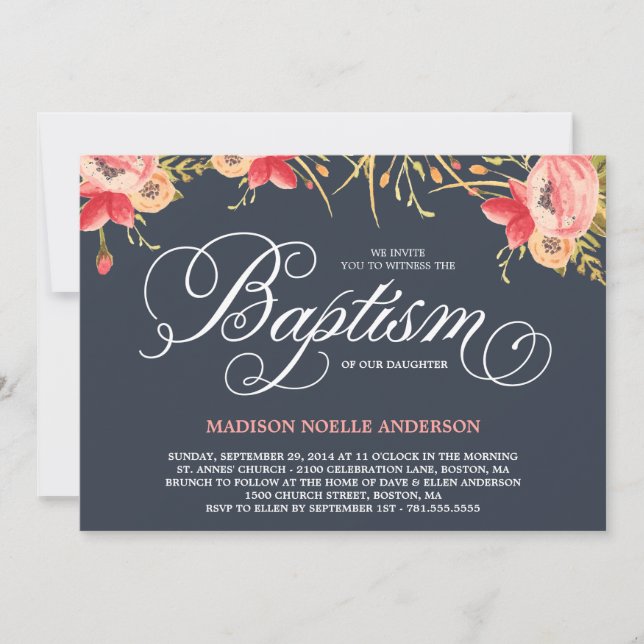 Vintage Floral | Baptism Invitation (Front)