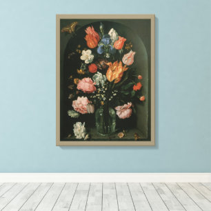 Vintage Floral Baroque, Vase of Flowers in a Niche Canvas Print