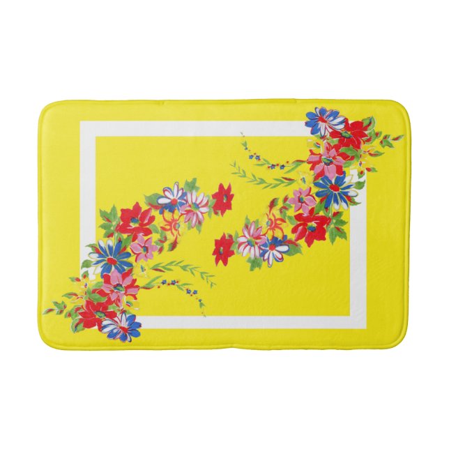 Vintage Floral Bath Mat (Front)